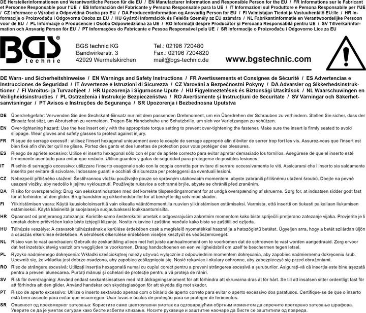 Produktbild BGS Steckschlüssel-Einsatz Sechskant Antrieb Innenvierkant 6,3 mm (1/4") SW 9 mm (9 mm)