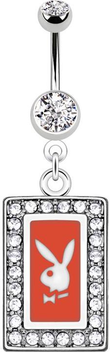 Immagine prodotto Star Piercing Banana in argento con ciondolo Playboy quadrato in cristallo rosso (senza ottone, Acciaio chirurgico 316L)