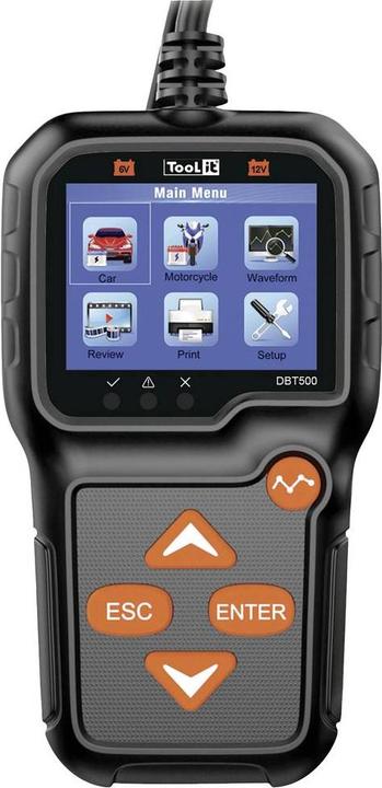 Toolit DBT500 tester per batterie auto 6 V, 12V, controllo alternatore, monitoraggio carica