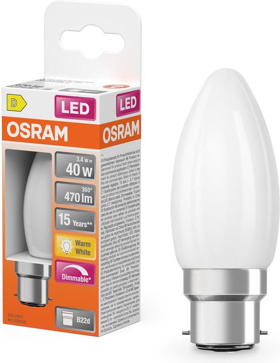 Actual product image Osram LED Superstar Classic B 40 Filament DIM 3.4W 82 Frosted B22d (B22d, 470 lm, 6 x)