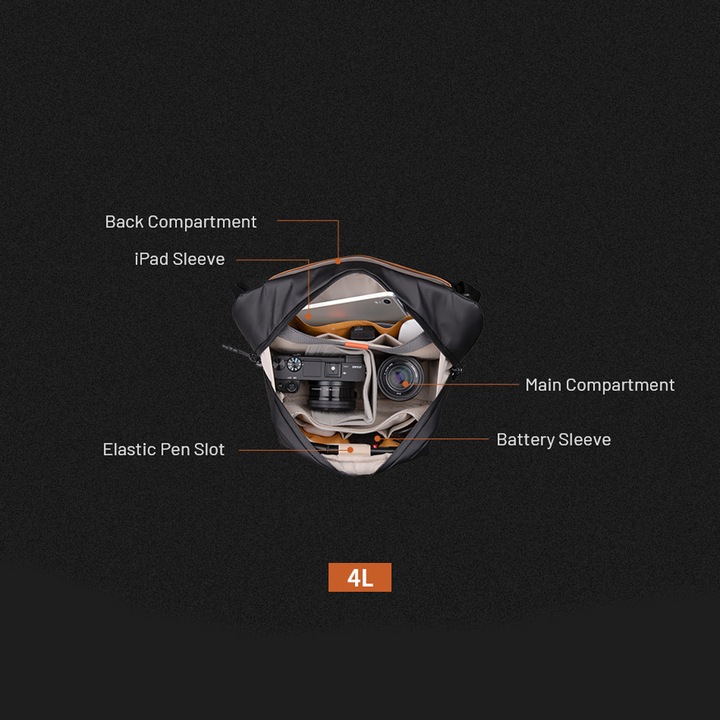 Actual product image Pgytech OneGo Solo V2 (Camera shoulder bag, 4 l)