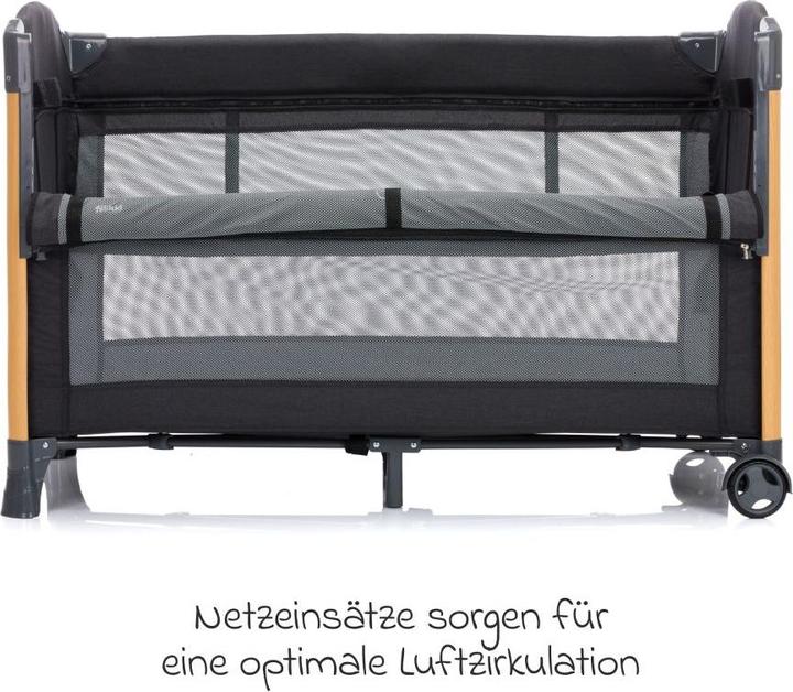 Image du produit Fillikid Lit d'appoint de voyage Cadiz noir avec finition bois (60 x 120 cm)