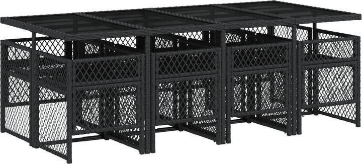 Produktbild VidaXL Gartenmöbel Essgruppe Gartengarnitur Sitzgruppe 9tlg. Schwarz Poly Rattan (220 cm)