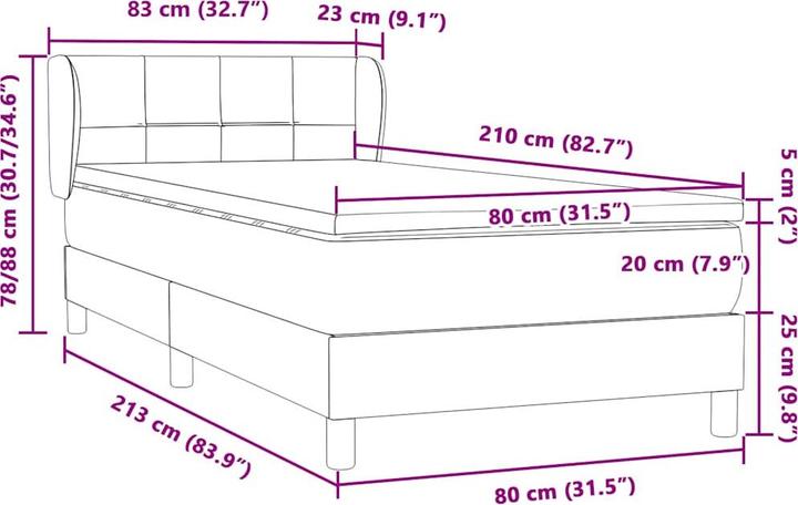 Produktbild vidaXL Boxspringbett (80 x 210 cm)