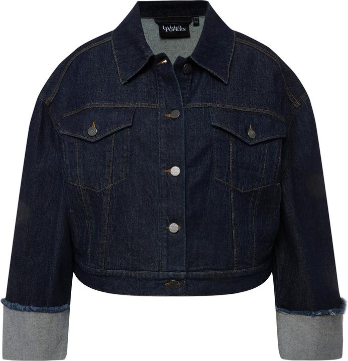 Immagine prodotto Ulla Popken Giacca di jeans in denim elasticizzato, maniche con risvolto e collo da camicia (62)