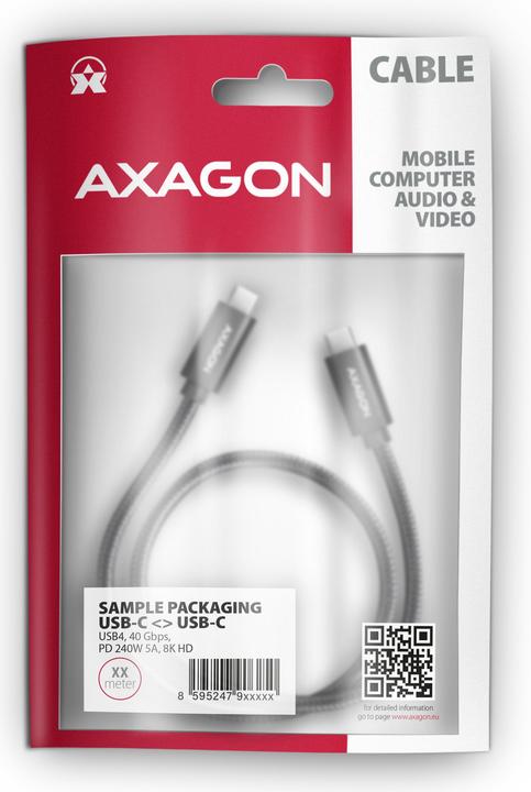 Produktbild Axagon BUCM4X-CM10AB NEWGEN USB-C <> USB-C 4 Gen 3x2 Kabel 0,5 m Schwarz (0.50 m, 240 W)
