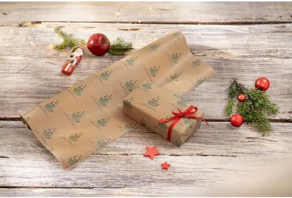 Actual product image Sigel Christmas Gift Wrapping Paper "Christmas with apples (1x)