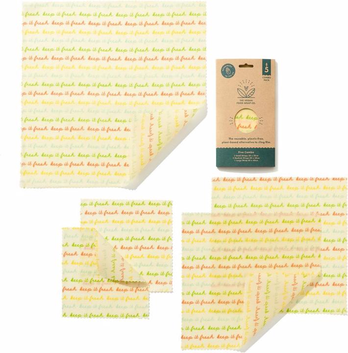 Actual product image The Beeswax Wrap Co. Vegan beeswax wipes set of 5 Keep it Fresh (5 x)