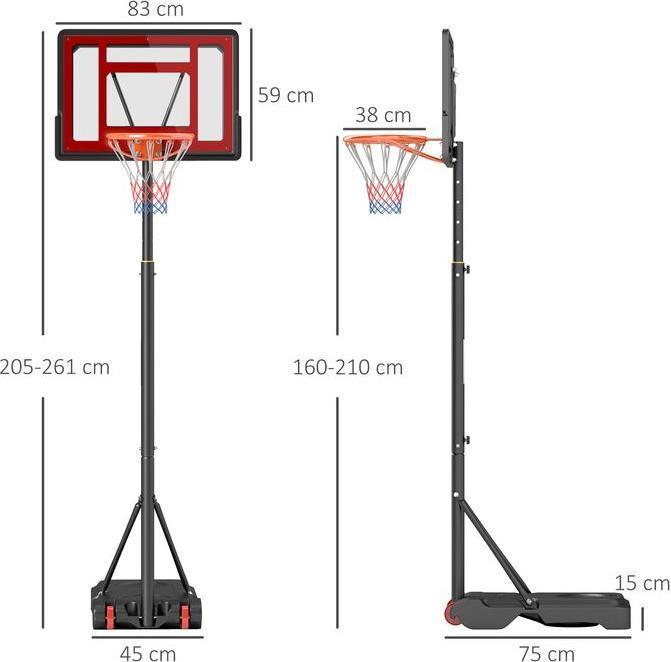 Produktbild Swisshandel24 Basketballständer Outdoor mit Rollen, 160-210 cm höhenverstellbar Basketballkorb