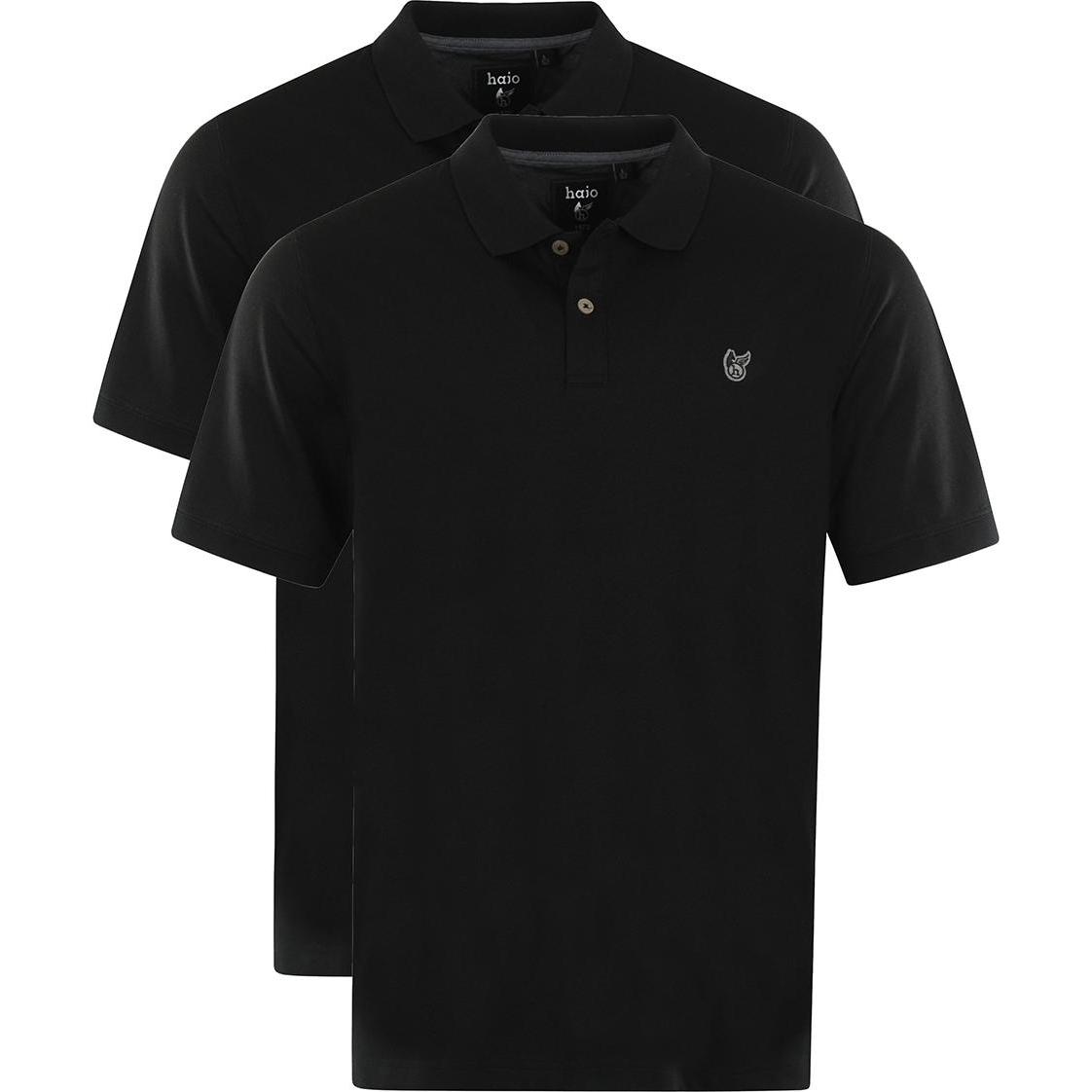 Hajo, Herren, Shirt, 2er Pack Pique Poloshirt, Schwarz, (56, XXL)