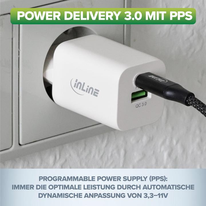 Actual product image InLine Power Delivery + Quick Charge USB Power Adapter (33 W, 2 ports)