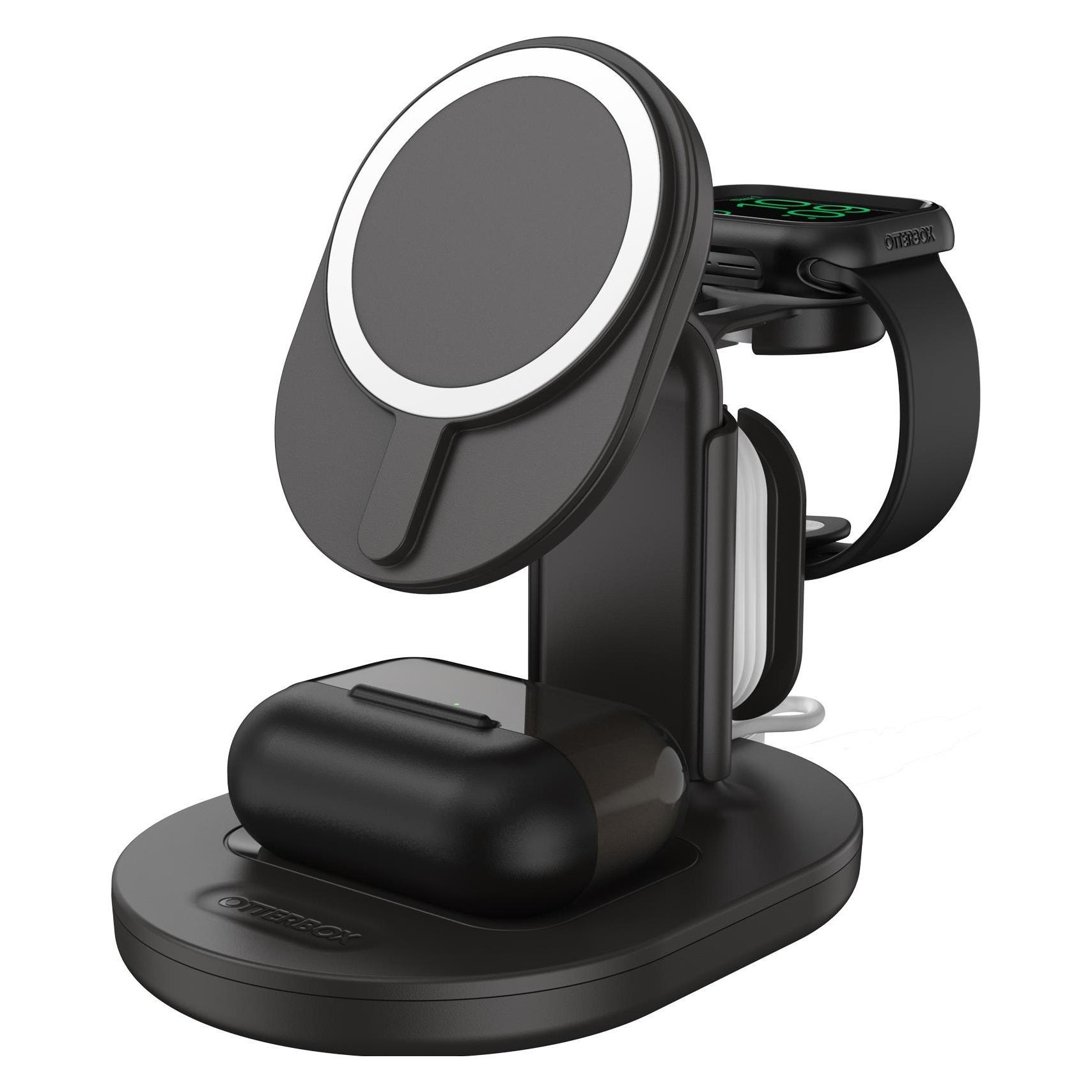 OtterBox 3-in-1-Ladestation Für MagSafe (ohne Kabel U. Ladegerät) (15 W), Wireless Charger, Schwarz