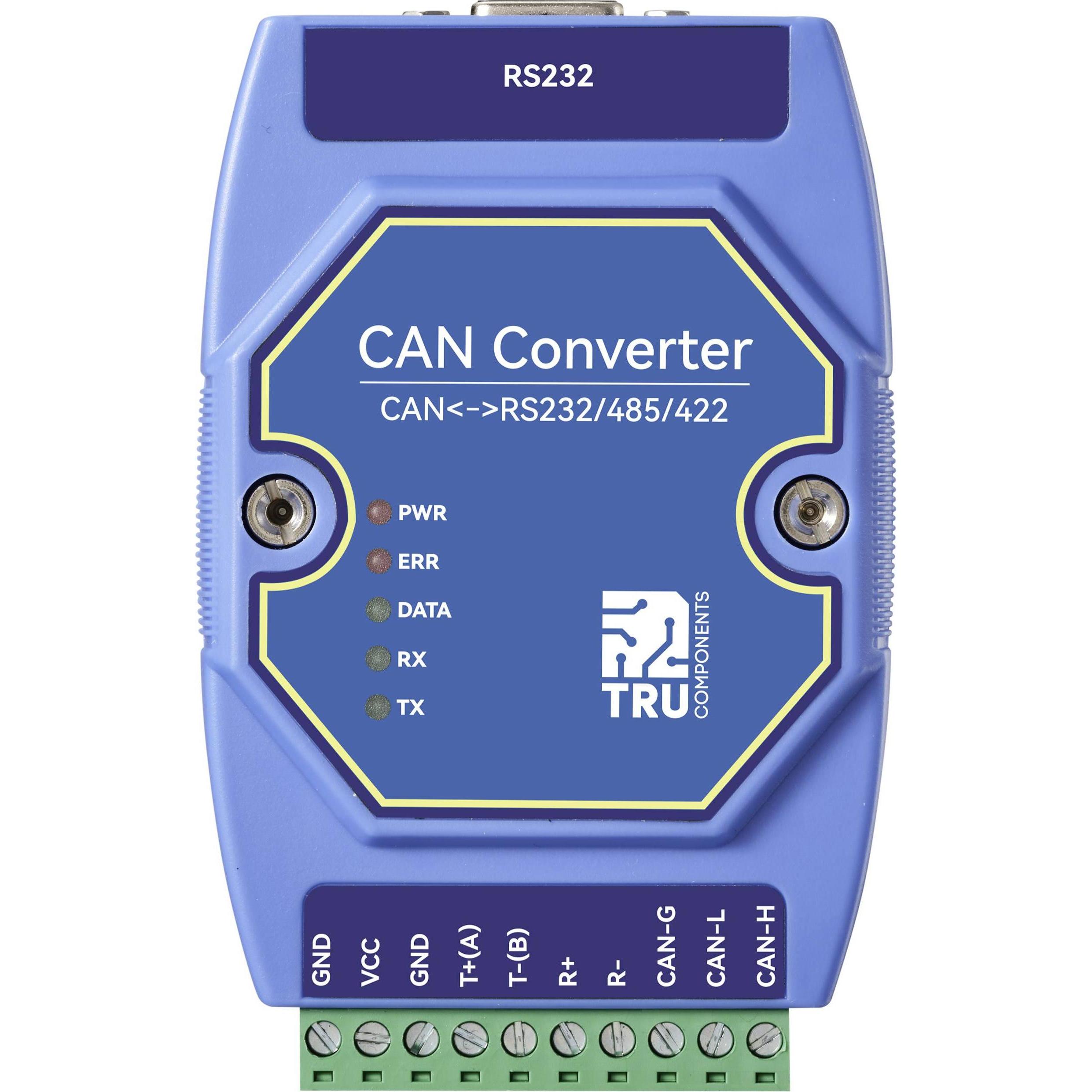 Tru Components TC-ECAN-401 Modulo multifunzione CAN bus, Modbus-RTU, RS-485, RS-422, RS-232 12 V/DC, Relais