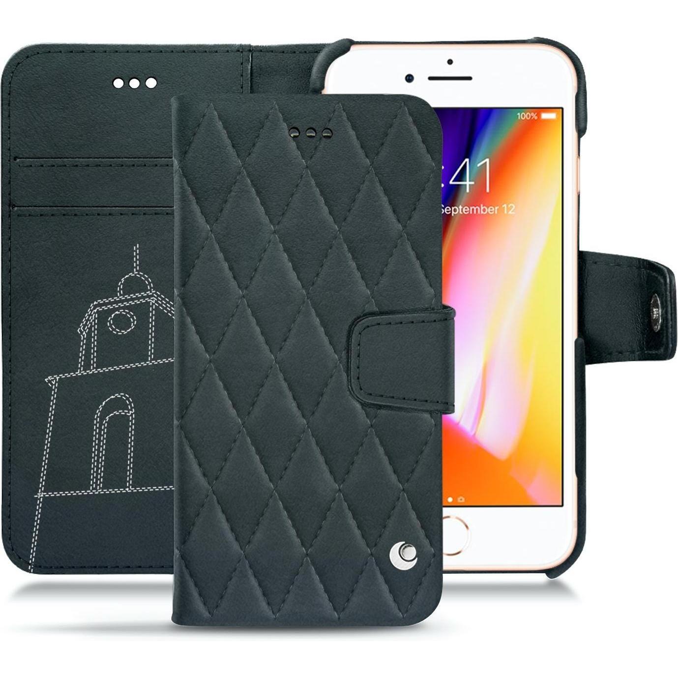 Noreve Lederschutzhülle Wallet (Apple iPhone 8), Smartphone Hülle, Blau