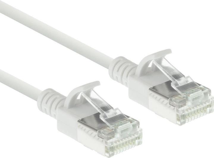 Produktbild ACT White 7 meter LSZH U/FTP CAT6A datacenter slimline patch cable snagless with RJ45 connectors (U/FTP, CAT6a, 7 m)