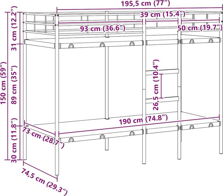 Produktbild vidaXL Etagenbett (75 x 190 cm)