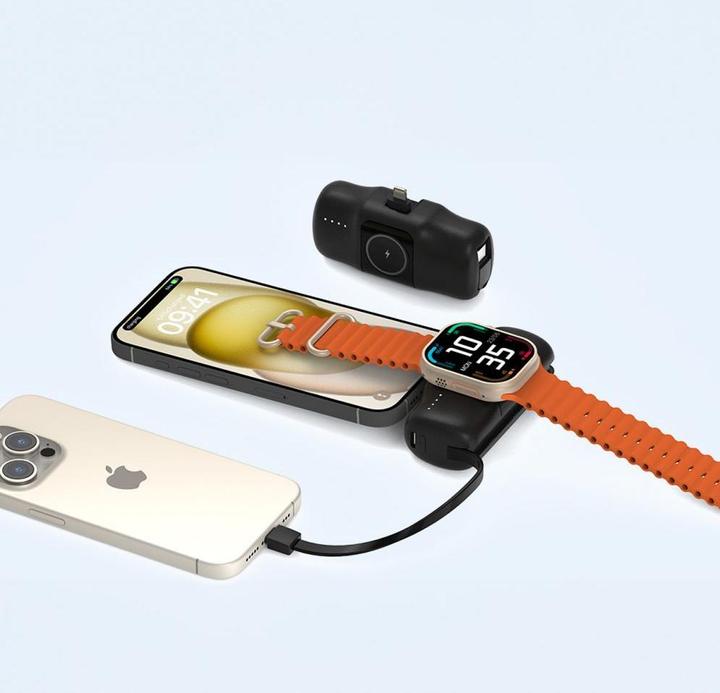 Produktbild Wozinsky WF16-YLS 5000 mAh 15 W Lightning Mini-Powerbank mit integriertem USB-C-Kabel und Apple Watc (5000 mAh, 15 W)