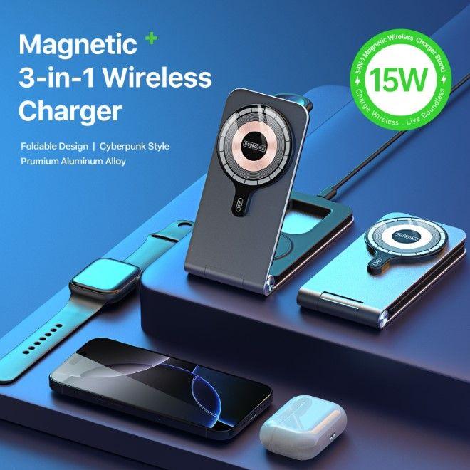 Actual product image Dux Ducis DUZZONA - W22 3 in 1 Magnetic Wireless Charger (15 W)