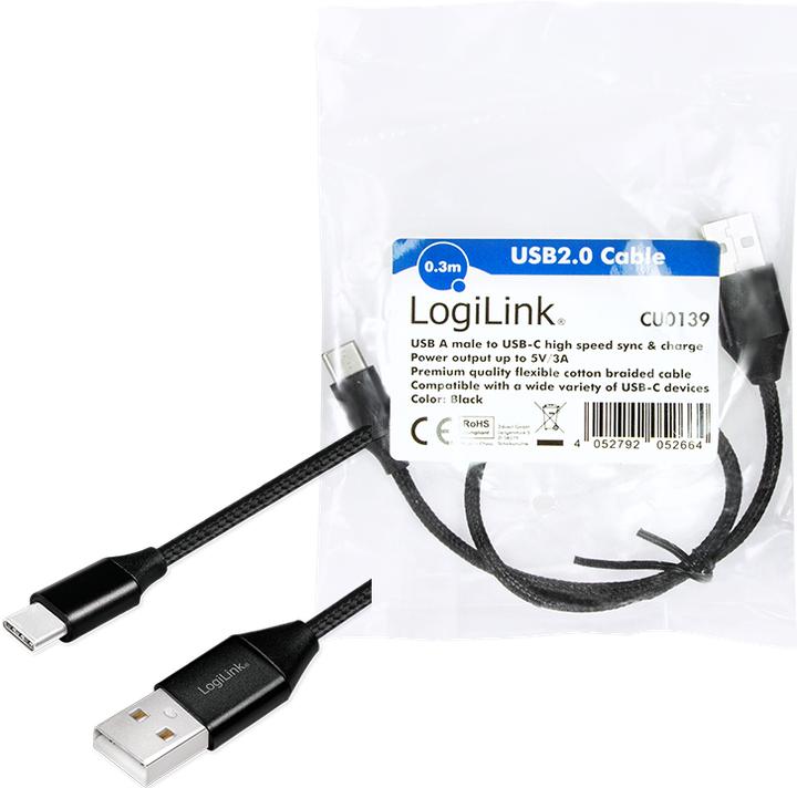 Produktbild LogiLink USB C — USB A (0.30 m, USB 2.0, 5 W)