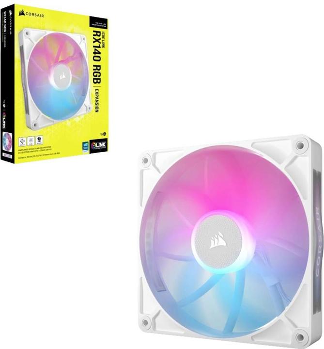Image du produit Corsair RX RGB Series, iCUE LINK RX140 RGB White, 140mm RGB Fan, Single Fan (140 mm, 1 x)