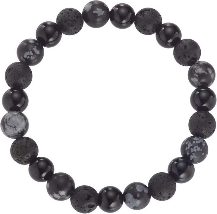 Actual product image Bijouteria Bracelet (21 cm, Lava stone, Agate, Plastic, Snowflake obsidian)