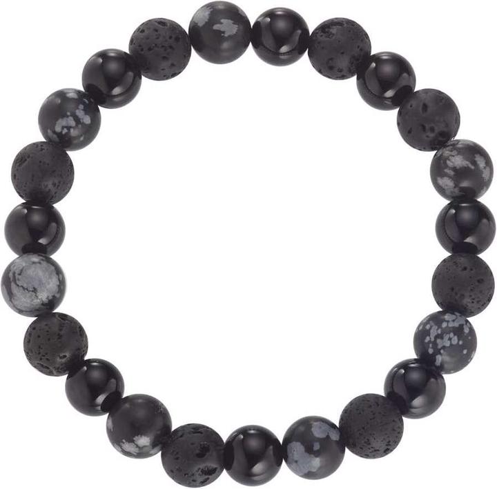 Actual product image Bijouteria Bracelet (21 cm, Lava stone, Agate, Plastic, Snowflake obsidian)