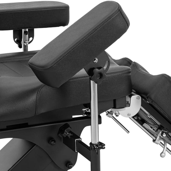 Produktbild Physa Tattooliege höhenverstellbar 300 kg Fusspedal schwarz Tattoostuhl Tätowierstuhl