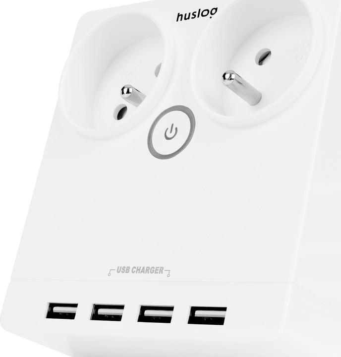 Actual product image Huslog flat extension cord with 2 sockets EMX-190124 (2x, CEE 7/4, 1.50 m)