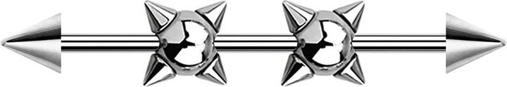Image du produit Star Piercing Barbell argent deux boules de cones avec deux cones (sans laiton, Acier chirurgical 316L)
