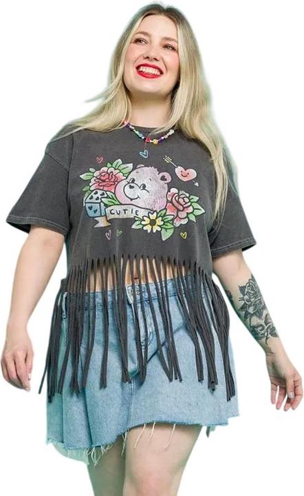 Produktbild Hype Tattoo Bear TShirt Mit Fransen Gewaschen (L)