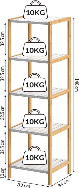 Image du produit Casaria Étagère sur pied (33 x 34 x 140 cm)