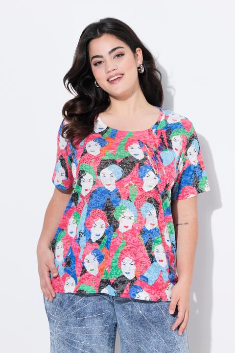 Produktbild Angel of Style T-Shirt, bequeme Passform, Gesichter-Muster (56)
