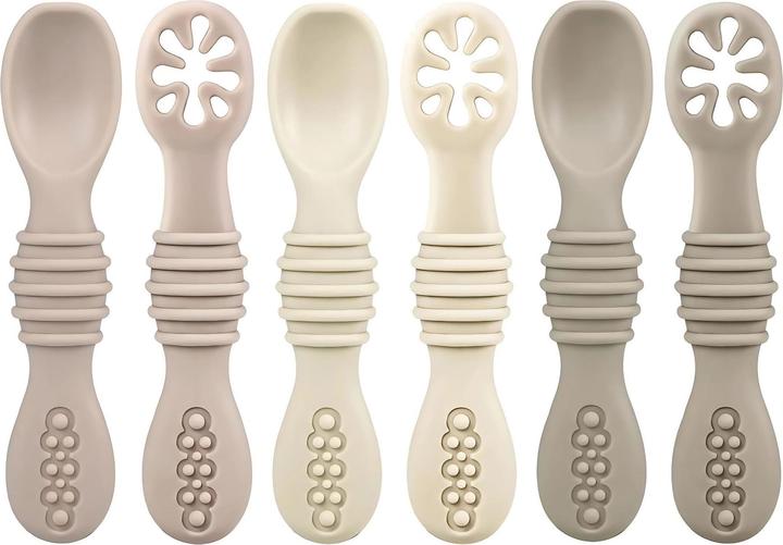 Misiu Silikon Babylöffel Set – 6 Stück weiche Lernlöffel