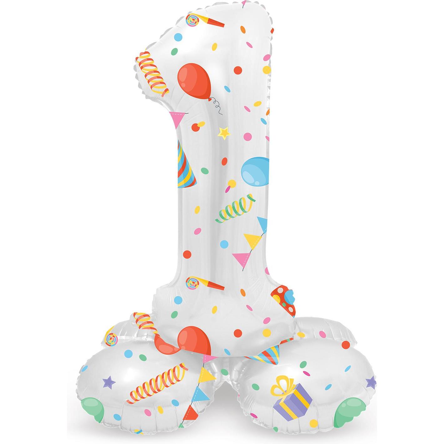 Folat Stehender Folienballon Joyful Party Zahl 1 -72cm