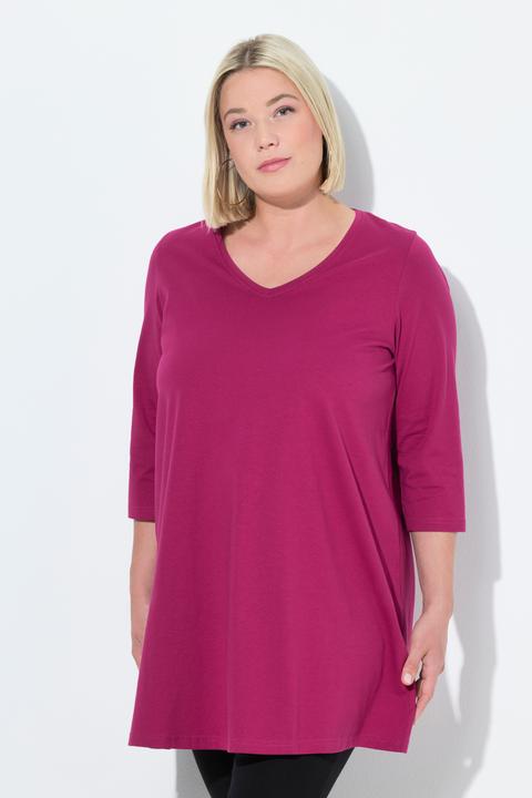 Immagine prodotto Ulla Popken Maglia lunga con scollo a V, maniche a 3/4 e taglio svasato (68)
