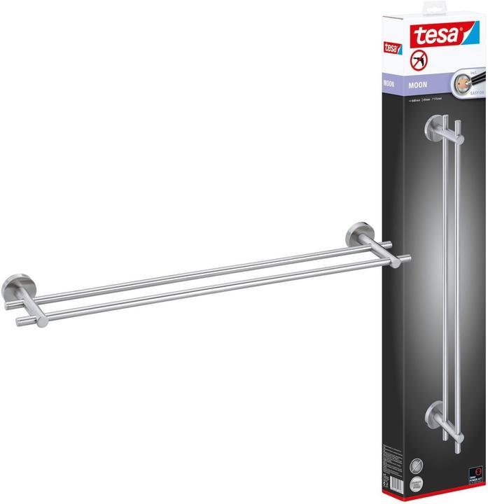 Produktbild tesa MOON Badetuchstange zweiarmig inkl. Klebelösung ohne Bohren
