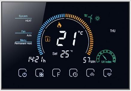 Renov8 Smart Wi-Fi Thermostat with color LCD for fan-coil 2/4 pipe - compatible 86x86 and round 60mm box