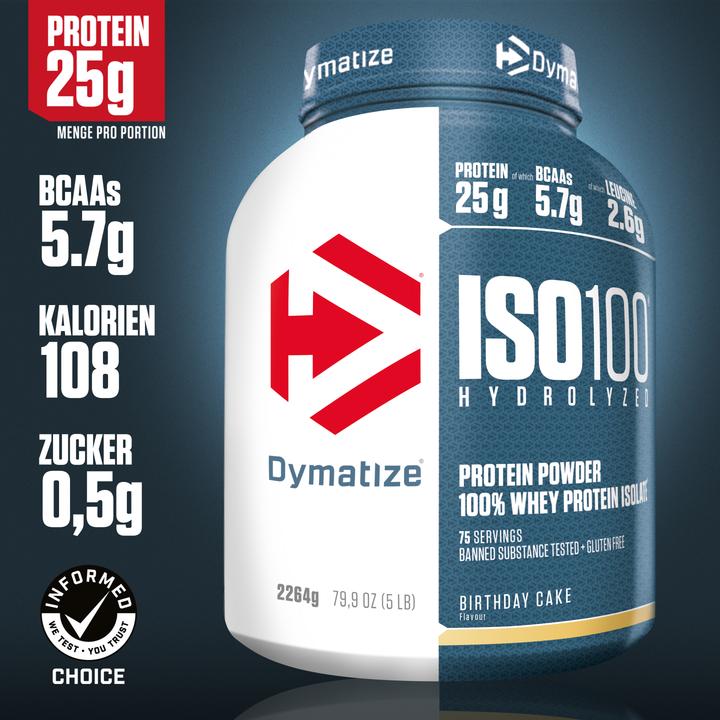 Produktbild Dymatize ISO 100 Hydrolyzed (Birthday Cake, 1 x, 2264 g)