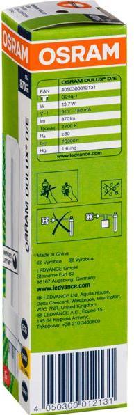 Produktbild Osram Leuchtstofflampe 13W 2700K (G24q-1, 870 lm, 10x)