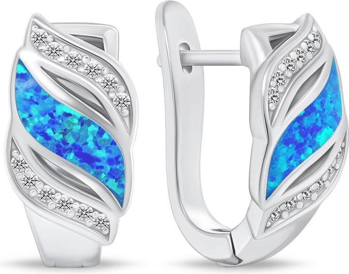 Actual product image Brilio Silver - Charming silver earrings with zircons and synthetic opal EA970WB