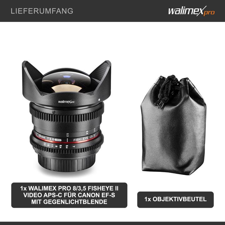 Produktbild Walimex pro 8/3,8 Fisheye II vidéo APS-C Canon EFS (Canon EF-S, APS-C / DX)