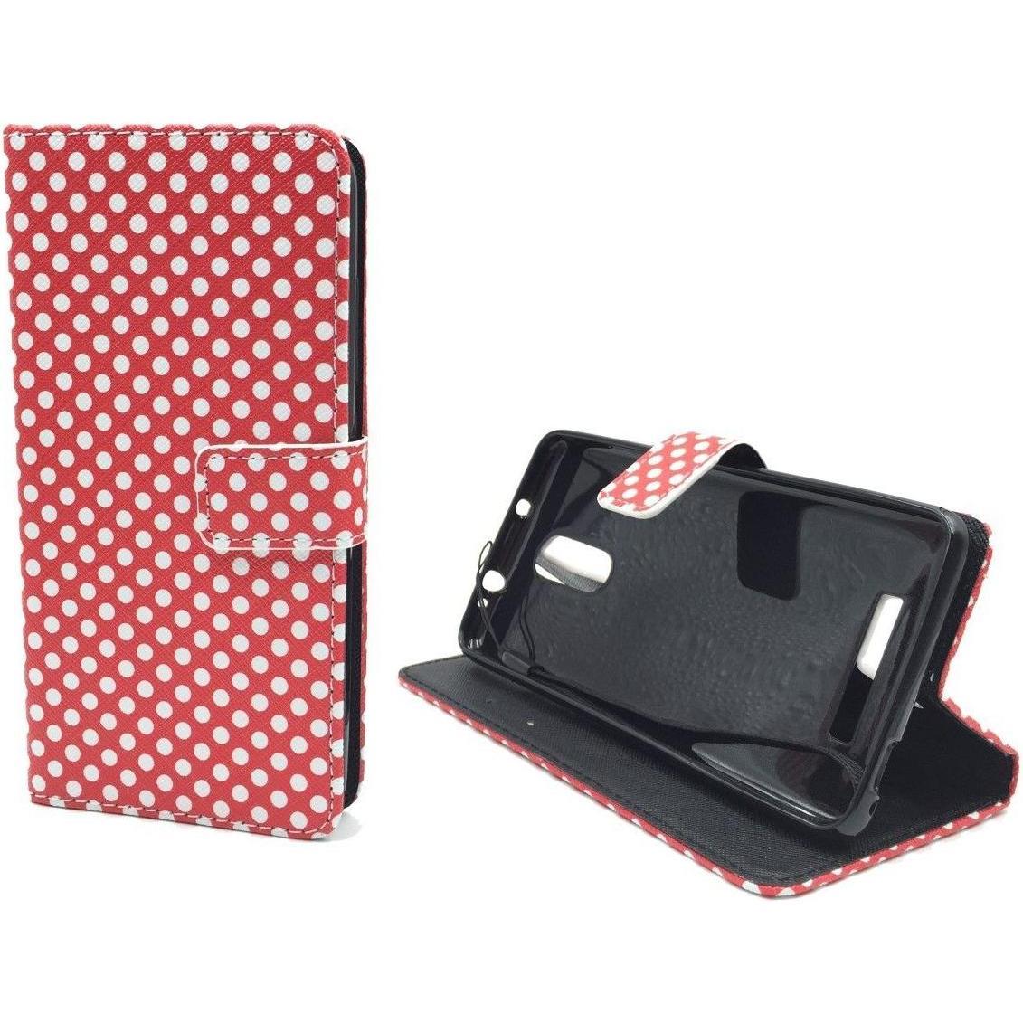 Thumbnail - König Design Schutz Hülle für Xiaomi Redmi Note 3 Polka Dot Rot Tasche Cover + 1 Panzer Schutz Glas (Xiaomi Redmi Note 3...