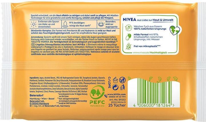 Actual product image NIVEA 3-in-1 Mizellen (Facial cleansing wipes, 25 ml)