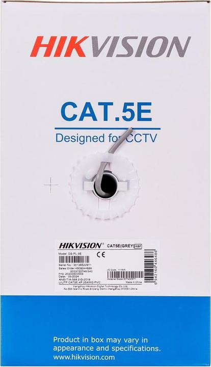 Actual product image Hikvision Przewód U/UTP cat.5e 305m kolor szary (U/UTP, CAT5e, 305 m)