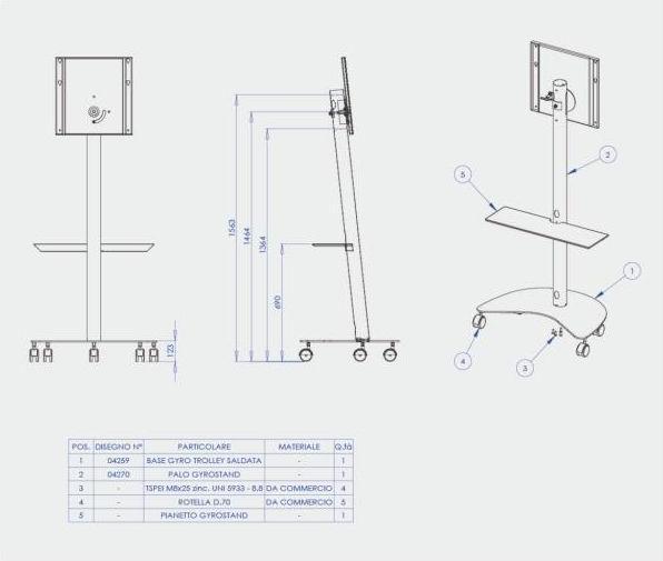 Actual product image ITB Staffa Pavimento Per TV 65 Flip Gyro Trolley Load 50kg Con Ruote (50 kg, 42" - 65")