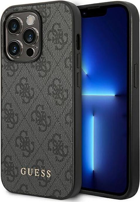 Guess GUHCP14XG4GFGR iPhone 14 Pro Max 6,7" szary/grey hard case 4G Metal Gold Logo (Apple iPhone 14 Pro Max)