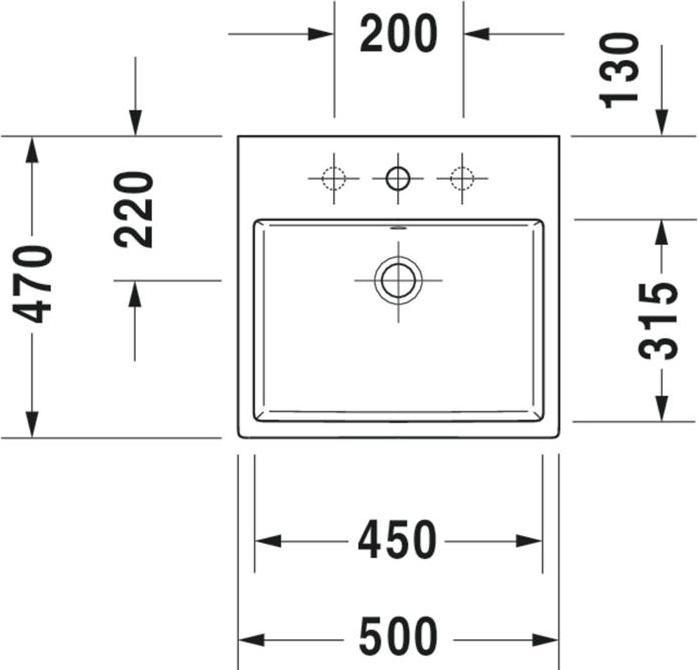 Actual product image Duravit Washbasin VERO AIR o ÜL m HLB geschli 500x470mm o HL we WG (470 mm, 500 mm)