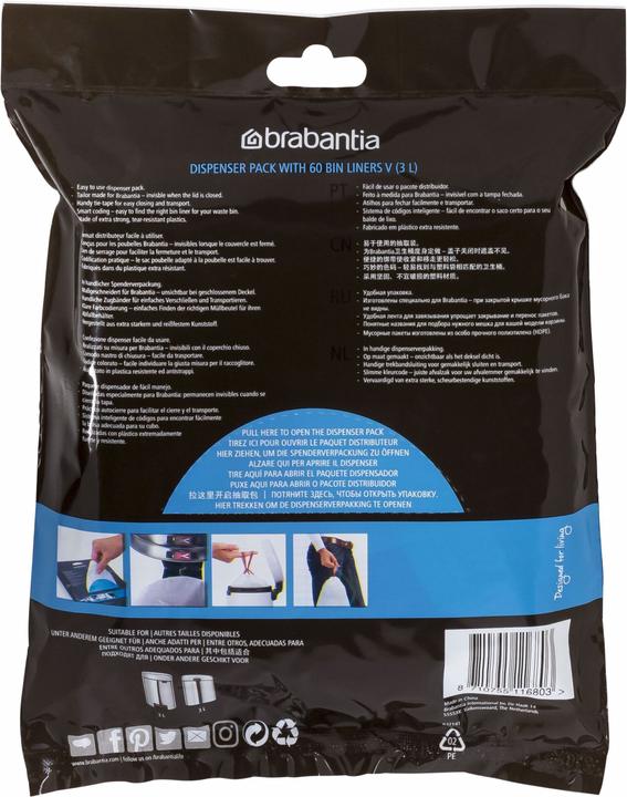 Produktbild Brabantia PerfectFit Müllbeutel Typ V 3 L, 60 Stck (3 l)