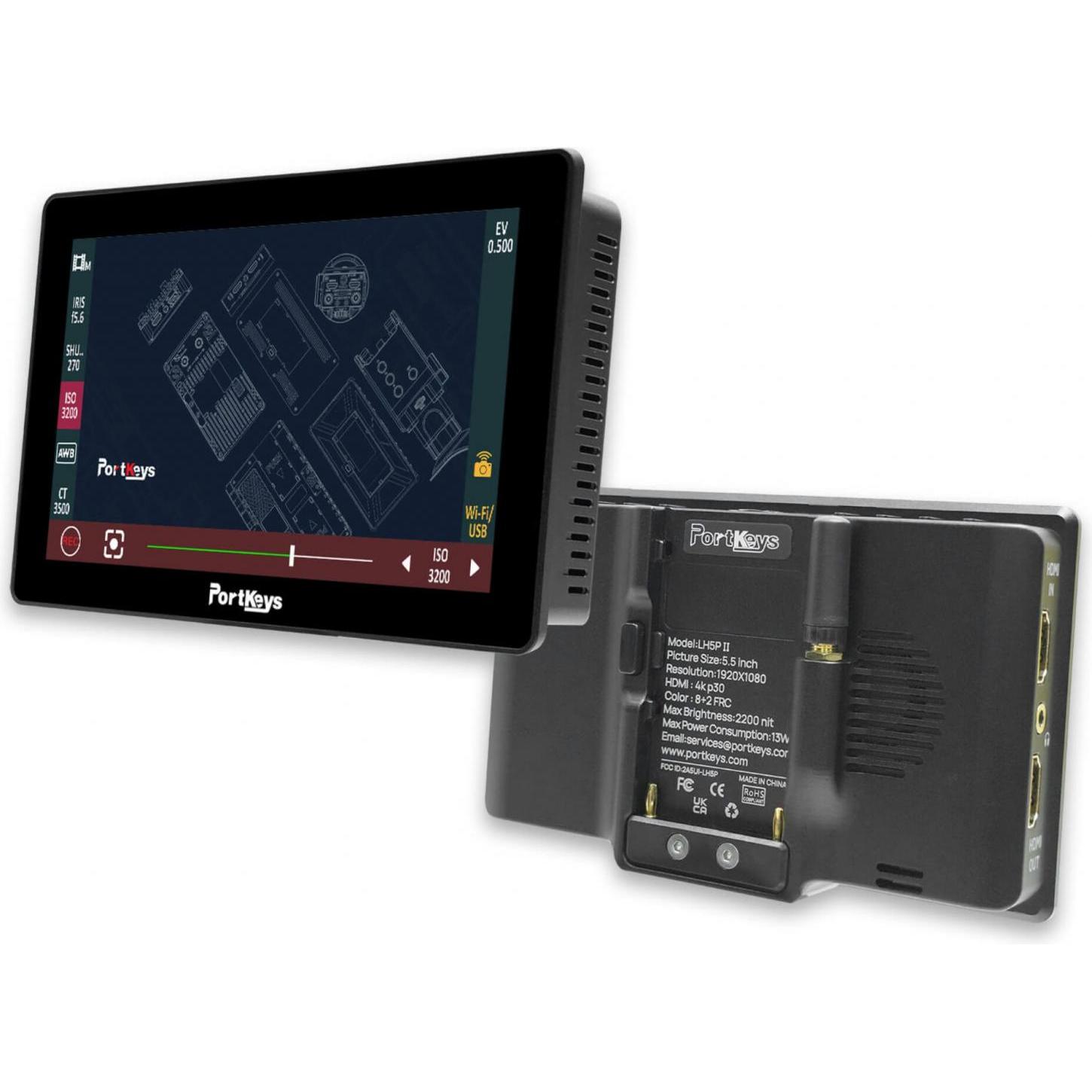 Portkeys LH5P II 5.5 Zoll 4K HDMI Touchscreen Monitor (5.50", 4K), Video Monitor