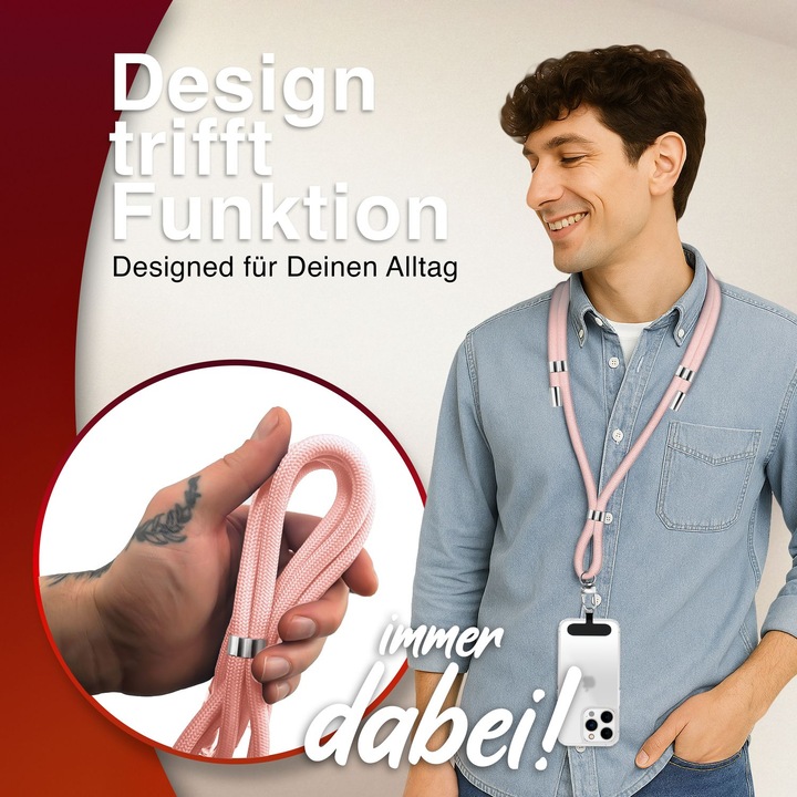 Produktbild Nalia HoldMe Lanyard Handykette – Universal Trageband für Smartphones - Verstellbar, Soft & Elastisch